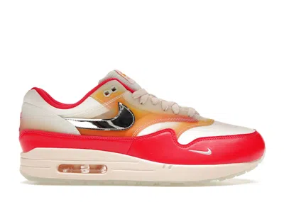 Pre-owned Nike Air Max 1 Sofvi (women's) Sneakers In Sail/metallic Silver/siren Red