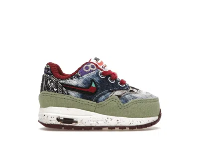 Pre-owned Nike Air Max 1 Sp Concepts Mellow Sneakers In Oil Green/black/team Red