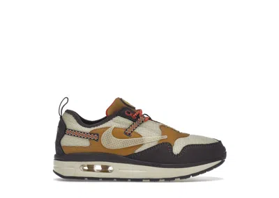 Pre-owned Nike Air Max 1 Travis Scott Cactus Jack Sneakers In Baroque Brown/lemon Drop/wheat