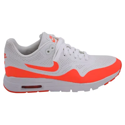 Nike Air Max 1 Ultra Moire Sneakers In White And Orange Synthetic Suede