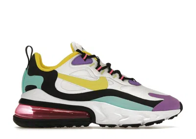 Pre-owned Nike Air Max 270 React Geometric Art (women's) Sneakers In White/black/bright Violet In Multi