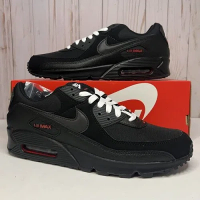 Pre-owned Nike Air Max 90 Bred Black Sport Red Shoes Dc9388-002 Men's Size 10.5