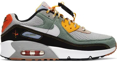 Pre-owned Nike Air Max 90 Buckle Sneakers In Spiral Sage/black/university Gold In Multi