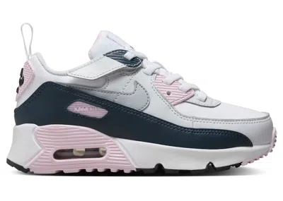 Pre-owned Nike Air Max 90 Easyon Wolf Grey Sneakers In White/pink Foam/armory Navy Blue