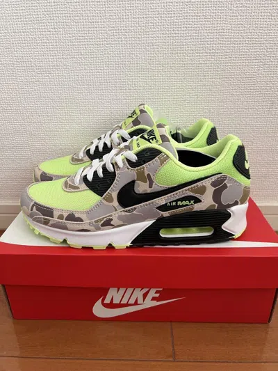 Pre-owned Nike Air Max 90 Green Camo Cw4039-300 Green Black Brand Japan