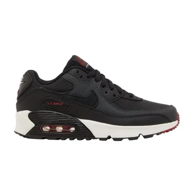 Pre-owned Nike Air Max 90 Leather Gs 'anthracite Team Red' | Black | Kid's Size 6.5
