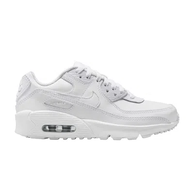 Pre-owned Nike Air Max 90 Leather Gs 'white Metallic Silver' | Kid's Size 4