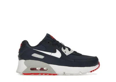 Pre-owned Nike Air Max 90 Leather Sneakers In Obsidian/midnight Navy Blue/track Red