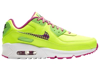 Pre-owned Nike Air Max 90 Leather Sneakers In Volt/fire Pink/green Strike