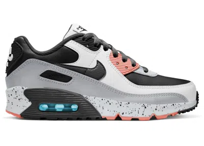 Pre-owned Nike Air Max 90 Leather Speckled Sneakers In White/turf Orange/aquamarine