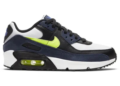 Pre-owned Nike Air Max 90 Leather Volt Sneakers In Midnight Navy/black/astronomical Blue