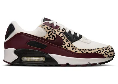 Pre-owned Nike Air Max 90 Leopard Burgundy (women's) Sneakers In Sail/burgundy Crush/velvet Brown