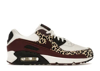 Pre-owned Nike Air Max 90 Leopard Burgundy (women's) Sneakers In Sail/burgundy Crush/velvet Brown