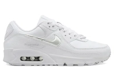 Pre-owned Nike Air Max 90 Liquid Metal (women's) Sneakers In White/metallic Silver/blue Joy In Multi