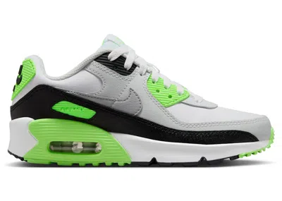Pre-owned Nike Air Max 90 Ltr Light Smoke Grey Sneakers In White/photon Dust/lime Blast