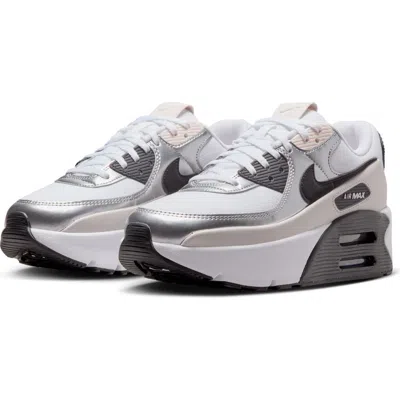 Nike Air Max 90 Lv8 Platform Sneaker In White/black/silver