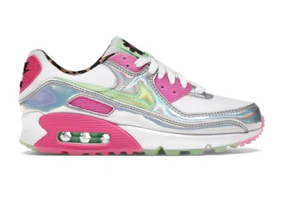 Pre-owned Nike Air Max 90 Lx Daisy Leopard Iridescent (women's) Sneakers In White/illusion Green/laser Fuchsia