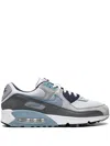 Nike Air Max 90 Low-top Sneakers In Pure Platinum/obsidian/wolf Grey/warn Blue
