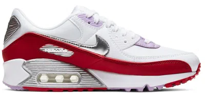 Pre-owned Nike Air Max 90 Recraft Chinese New Year (2020) (women's) Sneakers In White/team Red/metallic Silver In Multi