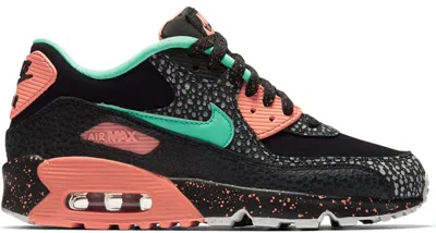 Pre-owned Nike Air Max 90 Safari Sneakers In Black/green Glow/crimson Pulse