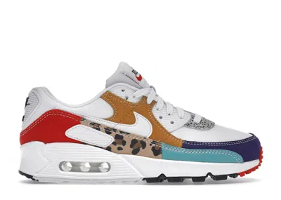 Pre-owned Nike Air Max 90 Se Animal (women's) Sneakers In White/light Curry/habanero Red In Multi
