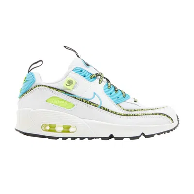 Pre-owned Nike Air Max 90 Se Gs 'worldwide Pack - Blue Fury Volt' | White | Kid's Size 6.5