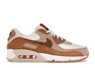 Pre-owned Nike Air Max 90 Se Snakeskin Swoosh (women's) Sneakers In Pale Ivory/picante Red/summit White