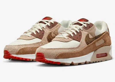 Pre-owned Nike Air Max 90 Se With Shaggy Suede And Snakeskin Swooshesdx9502-100 Womens In White