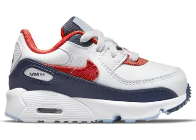 Pre-owned Nike Air Max 90 Usa Denim Sneakers In White/midnight Navy/psychic Blue