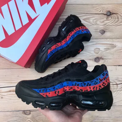 Pre-owned Nike Air Max 95 Prm Women's Size 7 & 7.5 Black Red Blue Leopard Print