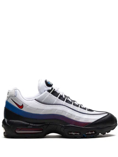 Nike White & Black Air Max 95 Sneakers In White/university Red