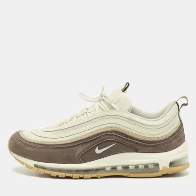 Pre-owned Nike Air Max 97 Size 45 Beige Knit Fabric And Nubuck Leather Lace Up Sneakers In Sand