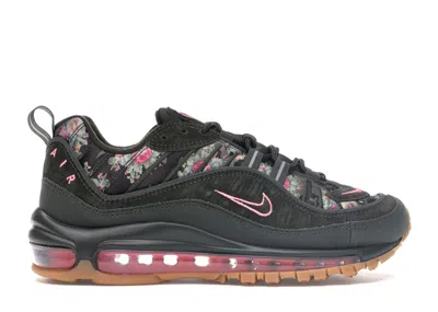 Pre-owned Nike Air Max 98 Floral (women's) Sneakers In Sequoia/metallic Black/sunset Pulse