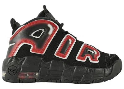 Pre-owned Nike Air More Uptempo 96 Spray Paint Sneakers In Black/white/laser Crimson