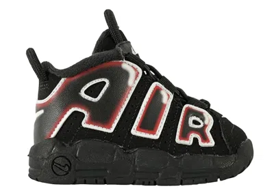 Pre-owned Nike Air More Uptempo 96 Spray Paint Sneakers In Black/white/laser Crimson