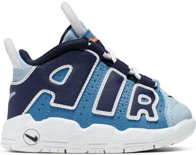 Pre-owned Nike Air More Uptempo Denim Sneakers In Ocean Fog/total Orange/half Blue
