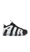 Nike Black & White Air More Uptempo Low Sneakers In Black  Photon Dust  & Metallic Silver