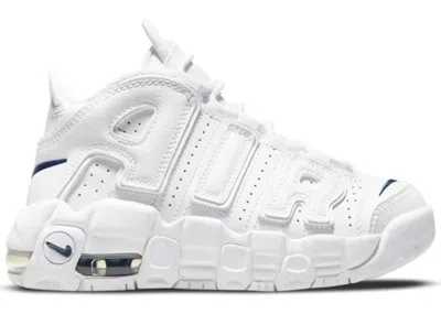 Pre-owned Nike Air More Uptempo Navy Swoosh Sneakers In White/black