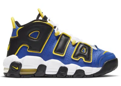 Pre-owned Nike Air More Uptempo Peace Love And Basketball Sneakers In Game Royal/speed Yellow/black