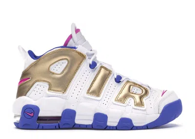 Pre-owned Nike Air More Uptempo Peanut Butter & Jelly Sneakers In White/fuchsia Blast/metallic Gold
