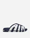 Nike Air More Uptempo Slides Midnight Navy / University Red In Blue