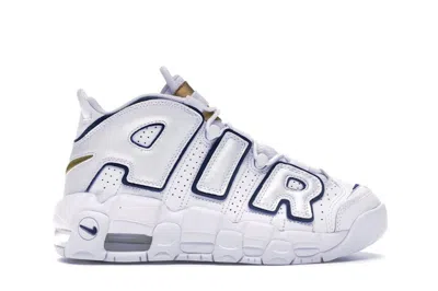 Pre-owned Nike Air More Uptempo Sneakers In White/midnight Navy Blue/metallic Gold