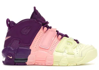 Pre-owned Nike Air More Uptempo Tricolor Tint Sneakers In Citron Tint/pink Tint/night Purple
