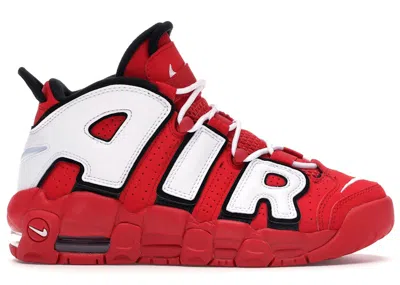 Pre-owned Nike Air More Uptempo White Sneakers In University Red/black/summit White