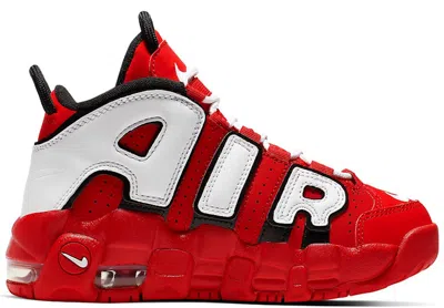 Pre-owned Nike Air More Uptempo White Sneakers In University Red/black/summit White
