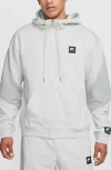 Nike Air Oversize Colorblock Fleece Zip Hoodie In Gray