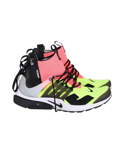 Nike Air Presto X Acronym Sneakers In White/black Hot Lava Volt Neoprene In Multi
