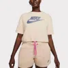Nike Air Sportswear Short Sleeve Top In Shimmer Tan In Multi