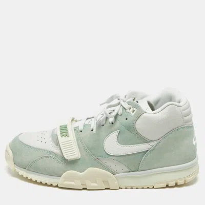 Pre-owned Nike Air Trainer 1 Enamel Green Size 45.5 Green/white Suede And Leather High Top Sneakers