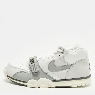 Pre-owned Nike Air Trainer 1 Photon Dust Light Smoke Grey Size 45 White/grey Nubuck And Leather High Top Sneakers